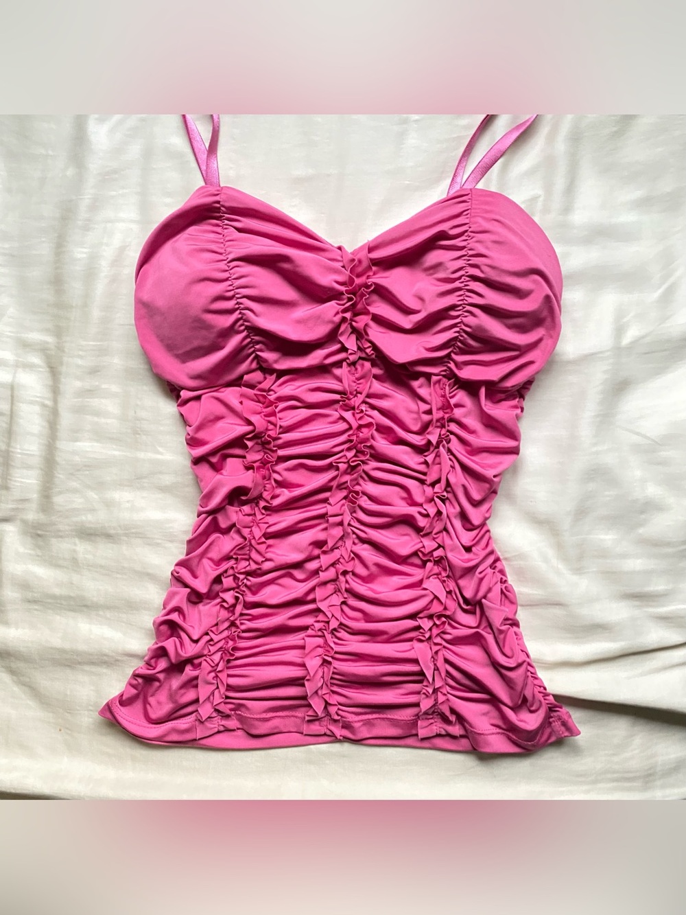 Y2k Vintage Body Central Pink Babydoll Bodycon Ruched Club Wear Topp